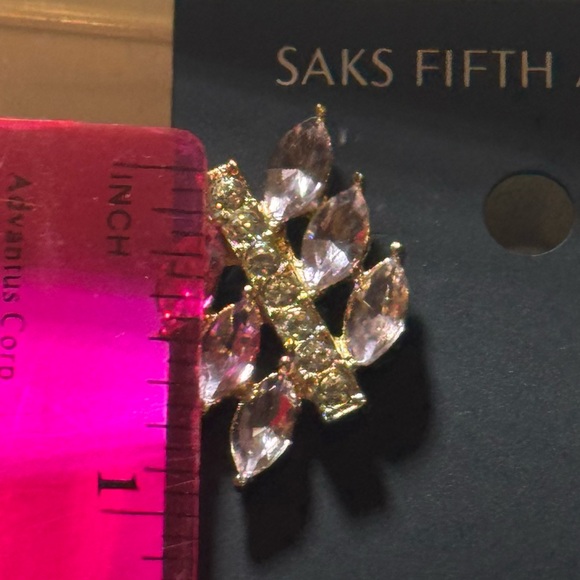 Saks Fifth Ave Gold Tone Pink Crystal Post Earrings - Picture 3 of 5